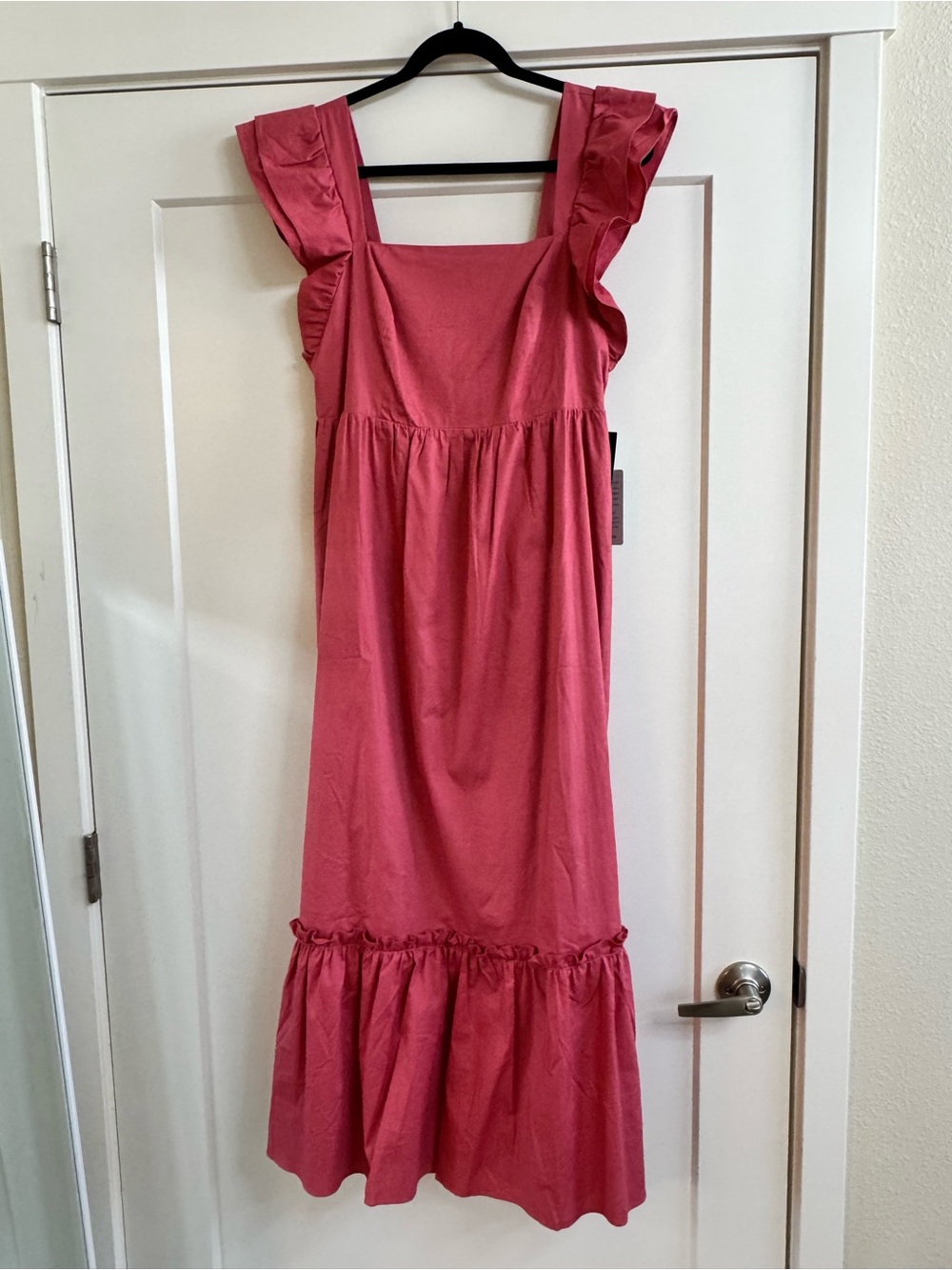 Donna Morgan Dusty Rose Ruffled Square-Neck Midi Dress - Picture 4 of 13